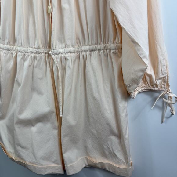 J Crew Cotton Poplin Tie-Sleeve Button Front Romper XXL Palest Peach Neutral - Picture 5 of 13